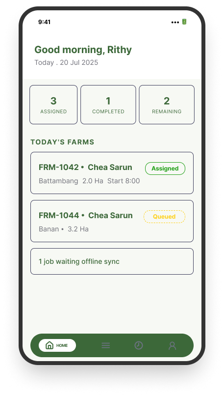 Field Verification App Home Dashboard